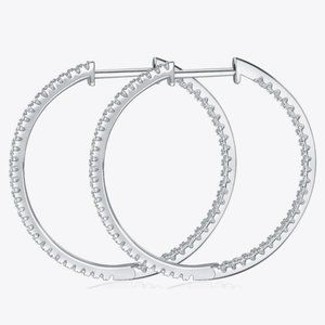 Inlaid Moissanite 925 Sterling Silver Hoop Earrings